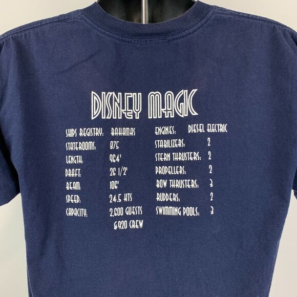 Vintage Disney Magic Cruise Liner T Shirt Mens Large 90s Ship Bahamas USA Blue - Picture 5 of 9